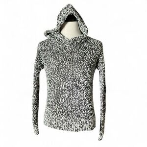 Hollister Black White Speckled‎ Knit Hoodie Sweater Pullover XS
